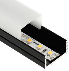 ANRO LED Profile ALP-023S Fekete - Alumínium U profil LED szalaghoz (Opál búrával) (LP108B/109B/110B - LP109-MILKC)