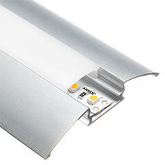 ANRO LED Profile ALP-021 Ezüst - Alumínium burkolatváltó profil LED szalaghoz (Opál búrával) (LP104 - LP-UNICOV1-MLK)