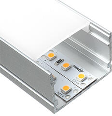 ANRO LED Profile ALP-008 Ezüst - Alumínium U profil LED szalaghoz (Opál búrával) (LP107 - LP107-MILKC)