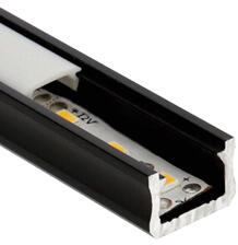 Lumines Type-X Fekete - Alumínium U profil LED szalagos világításhoz 12x8 mm (Opál búrával) (LUMINES-X2-CZ + 	LUMINESS-K2020-ML PVC)