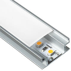 ANRO LED Profile ALP-009 Ezüst - Alumínium profil csempébe, burkolatba, lépésálló (Opál búrával) (LP401 - LP401-MILKC)