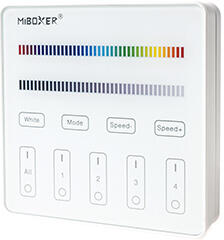 MiLight B3-W Group Control csoport (4 zóna) fali RGB+W (RGB+fehér LED szalaghoz) távirányító panel, elemes, fehér (MiLight B3 3V RGB+W panel remote white)