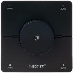 MiLight K0SB Dimmer - fali távirányító panel (4 zónás) LED szalag fényerő és színhőmérséklet (CCT) szabályzó - elemes, fekete (MiLight K0S-B black)