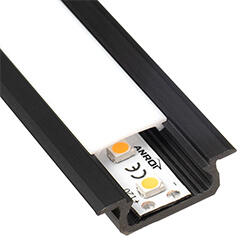 Lumines Type-Z Fekete - Süllyeszthető LED szalagos alu profil (Opál búrával) (LUMINES-Z2-CZ + LUMINESB2-K2020-ML (2,02m/pcs))