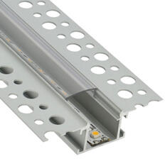 ANRO LED Profile ALP-015 Ezüst - Gipszkartonba süllyeszthető alu profil LED szalaghoz (Átlátszó búrával) (LP309N - LP-UNICOV1-TRA)