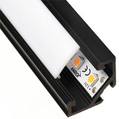 Lumines Type-C Fekete - Alumínium sarokprofil LED szalagos világításhoz (Opál búrával) (LUMINES-C2-CZ / LUMINESB2-K2020-ML)