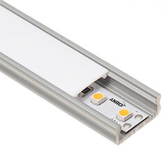 Lumines Type-D Ezüst - Alumínium U profil LED szalagos világításhoz 16x6 mm (Opál búrával) (LUMINES-D2-S + LUMINESB-K2020-ML (2,02 m))