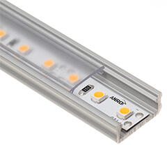 Lumines Type-D Ezüst - Alumínium U profil LED szalagos világításhoz 16x6 mm (Átlátszó búrával) (LUMINES-D2-S + LUMINESB2-K2020-T PVC (2,02 m))