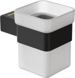 GENWEC Pompei fali üveg fogkefe tartó AISI304 r. m. acél kerettel, matt fekete (GCHP42)