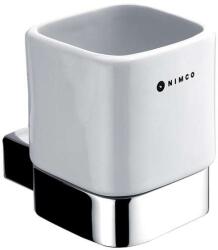 Nimco Kibo - Fogkefe- és fogkrémtartó tégely, fehér kerámia/króm Ki 14058K-26 (Ki 14058K-26)