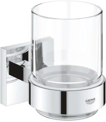 Grohe QuickFix Start Cube - Fogkefe- és fogkrémtartó tégely, tartóval, üveg/króm 41097000 (41097000)