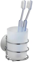 Wenko 18779100-TURBO-LOC kerek acél fogkefetartó 7, 5x9 cm fényes króm/fehér 18779100 (WE0584)
