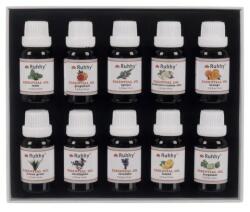 Ruhhy Alapvető Illóolajok Készlet - 10 Darab, 15 ml Mindegyik - Eukaliptusz, Narancs, Borsmenta és További Illatok (00021938)