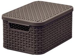 Keter Rattan stílusú tároló kosár fedéllel - sötétbarna (46819)