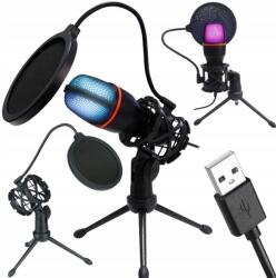 Verk Group Stúdió mikrofon usb rgb állvány számítógéphez stream gaming kardioid (27597)