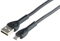 Carmotion MYWAY USB töltő- és szinkronkábel, mikroszálas, világítással, 200cm, micro USB (CM63038)