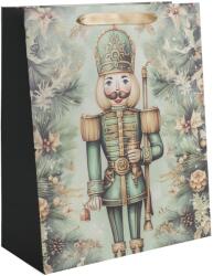 QX Ajándéktasak A diótörő mintával 18 x 23 cm zöld-arany 370446