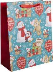 QX Ajándéktasak karácsonyi állatok mintával 18x23 cm 370436