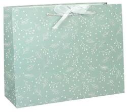 Creative Dísztasak Deluxe Plus XL 45x33x10 cm fekvő fagyöngy matt világoszöld sodort füles masnival 77668