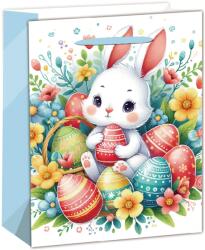 QX Fehér nyuszi mintás ajándéktasak 18x23 cm 370518