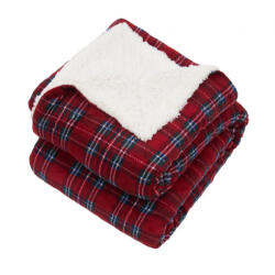 Heinner Patura printata cu blanita alba 200x220 cm Carouri Rosie (HR-BLK200CKR-RED) Patura