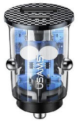 USAMS Incarcator auto USAMS CC127 C25 42.5 / 22.5W + PD20W albastru transparent