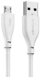 BlitzWolf Cablu pentru incarcare si transfer de date BlitzWolf AmpCore II BW-MC10, USB/Micro-USB, 2.4A, 30cm, Alb