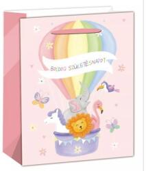 QX Lufi mintás ajándéktasak rózsaszín 26x32 cm 370535