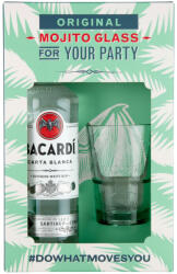BACARDI Carta Blanca rum + pohár díszdobozban 37, 5% 0, 7l