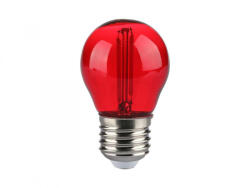V-TAC LED lámpa E27 filament (2W/300°) Kisgömb - piros (16593)