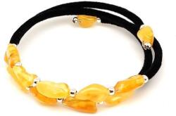 R. M. ékszer Borostyán memória sárga dobcsiszolat karkötő (023714)