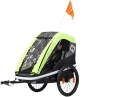 Hamax Avenida One gyerekszállító utánfutó, rugózott, babakocsivá alakítható, szürke-limezöld