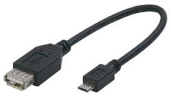  Cablu USB (2.0), microUSB mascul - USB A mamă, 0.2m, OTG, negru, REDUCERE
