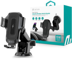 DEVIA Smart Series 15W vezeték nélküli autós töltő/tartó műszerfalra/szélvédőre - fekete