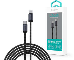 DEVIA Gracious Series 60W PD Type-C/Type-C adat- és töltőkábel 1m - fekete - nextelshop