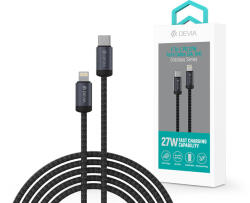 DEVIA Gracious Series 27W PD Type-C/Lightning adat- és töltőkábel 1m - fekete