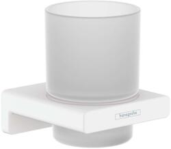 Hansgrohe AddStoris - Pahar pentru pastă și periuță de dinți, cu suport, sticlă mată/alb mat 41749700 (41749700)