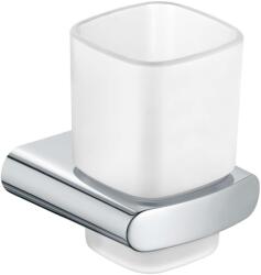 Keuco Elegance - Pahar pentru periuțe și pastă de dinți cu suport, sticlă mată/crom 11650019000 (11650019000)