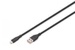ASSMANN Cablu de alimentare din silicon USB-A la Lightning, USB 2.0 12W, MFI, 2m negru (AK-600108-020-S)