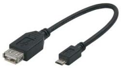  USB kábel (2.0), microUSB férfi - USB A női, 0.2m, OTG, fekete