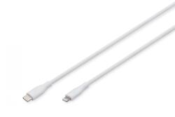 ASSMANN Cablu de alimentare din silicon USB-C la Lightning, USB 2.0 60W, MFI, 2 m, alb (AK-600110-020-W)