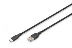 ASSMANN Cablu de alimentare din silicon USB-A la USB-C, USB 2.0 60W, 1m negru (AK-300340-010-S)