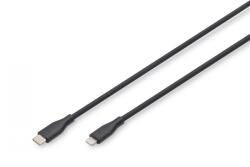 ASSMANN Cablu de alimentare din silicon USB-C la Lightning, USB 2.0 60W, MFI, 1m negru (AK-600110-010-S)