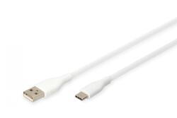 ASSMANN Cablu de alimentare din silicon USB-A la USB-C, USB 2.0 60W, 0, 5m alb (AK-300340-005-W)