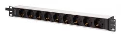 ASSMANN Priză de alimentare PDU Rack 19", 9 prize Schuko CEE 7/3 (45°), cablu de 2m, conector IEC C20, 16A, aluminiu (DN-95440)
