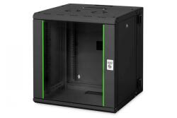 ASSMANN Dulap de rețea montat pe perete Unique 19" 12U rack 600x600, ușă din sticlă, negru, împărțit, asamblat, 100 kg (DN-19 12-U-3-SW)
