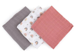 Petite&Mars Set 3 Scutece din Muselina de Bambus Petite&Mars Moussy Rose Rainbow 68x68cm Multicolor (415362)
