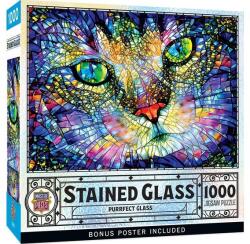 Masterpieces 1000 db-os puzzle - Stained Glass - Purrfect Glass (72502) (72502)