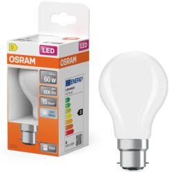 OSRAM B22d LED 5, 9W, 806 lm, 4000 K, hidegfehér, opál üveg-60 W izzó helyett - Star Classic A (4099854469275)