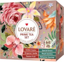 Lovare Tea válogatás 90 tasak, 6 féle, egyenként 15 zacskó, Prime teáskészlet, 158g (LVR-SET0001)